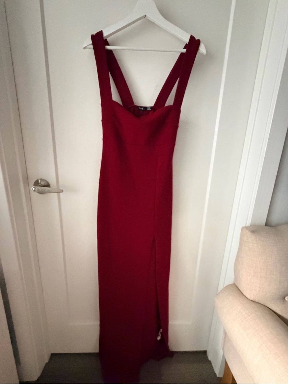 Boohoo Wine Red Maxi Dress with Wide Straps